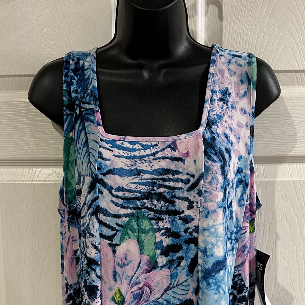 Attitudes by Renee Blue and Pink Patterned maxi Dress - Picture 2 of 15